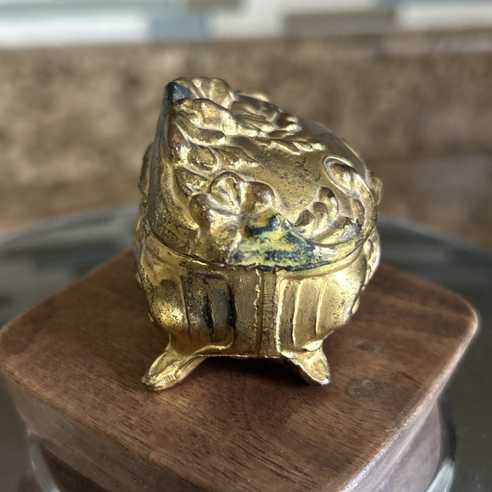 Vintage Antique Jewelry Trinket Box Gold Tone Tests 70.5% Lead 28.7% Copper - Picture 5 of 8